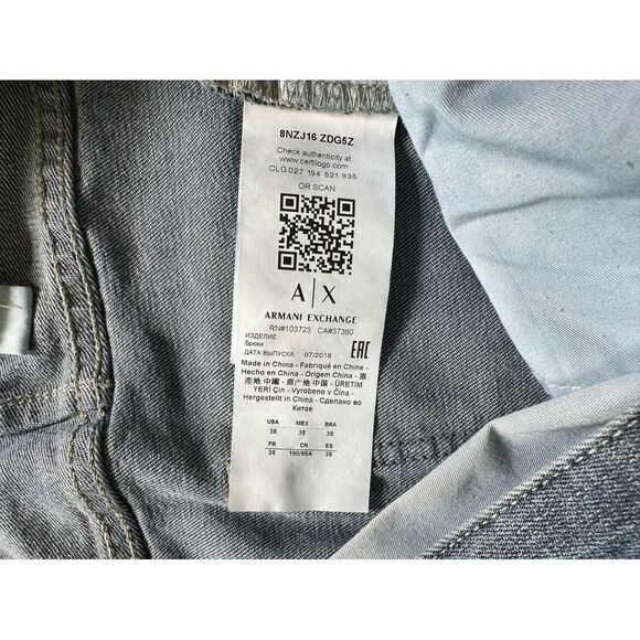 Armani Exchange J16 Straight Stretch Jeans Mens Size‎ 38x29 Dark Blue Denim AX - Picture 11 of 12